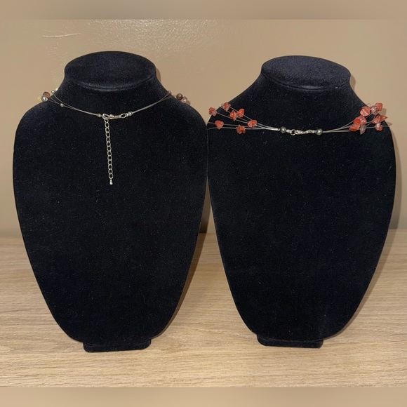 BUNDLE OF 2 Elegant Multi-Strand Beaded BoHo Style Necklace Set. - Picture 2 of 6